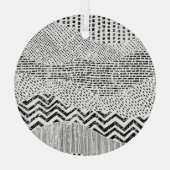 Zwart Wit Wavy Patchwork Ornament (Achterkant)