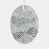 Zwart Wit Wavy Patchwork Ornament (Voorkant links)