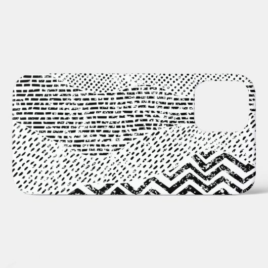 Zwart Wit Wavy Patchwork Ornament Case-Mate iPhone Case (Achterkant (horizontaal))