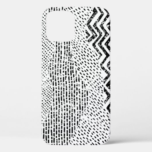 Zwart Wit Wavy Patchwork Ornament Case-Mate iPhone Case (Achterkant)
