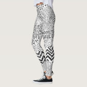 Zwart Wit Wavy Patchwork Ornament Leggings (Links)