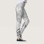 Zwart Wit Wavy Patchwork Ornament Leggings (Rechts)