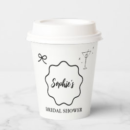 Zwart-wit Wavy Retro Border Vrijgezellenfeest Papieren Bekers