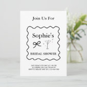 Zwart-wit Wavy Retro Vrijgezellenfeest, Martini Kaart (Staand voorkant)