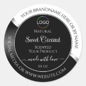 Zwart-wit Wavy Silver Logo Product Labels (Voorkant)
