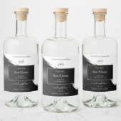 Zwart-wit Wavy Silver Logo Product Labels Likeurfles Etiket (Flessen)
