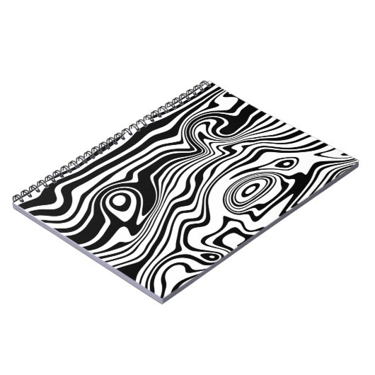 Zwart Wit Wavy Stripe Notitieboek Kies Kleur (Linkerzijde)