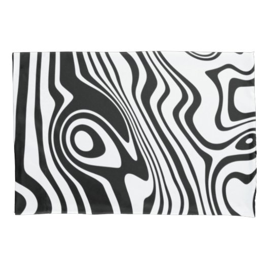 Zwart Wit Wavy Stripe Pillow Hoesje Kussensloop (Voorkant)