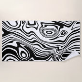 Zwart Wit Wavy Stripe Strandlaken (Voorkant)