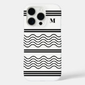 Zwart-wit Wavy Stripes Patroon Monogram Case-Mate iPhone Case (Achterkant)