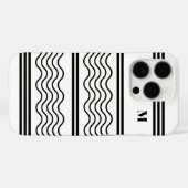 Zwart-wit Wavy Stripes Patroon Monogram Case-Mate iPhone Case (Achterkant (horizontaal))