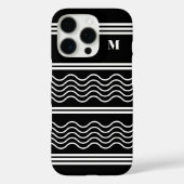 Zwart-wit Wavy Stripes Patroon Monogram Case-Mate iPhone Case (Achterkant)