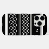 Zwart-wit Wavy Stripes Patroon Monogram Case-Mate iPhone Case (Achterkant (horizontaal))