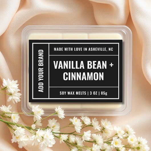 Zwart Wit Wax Melt Minimalistisch Modern 3x2" Labe Voedselcontainer Etiket