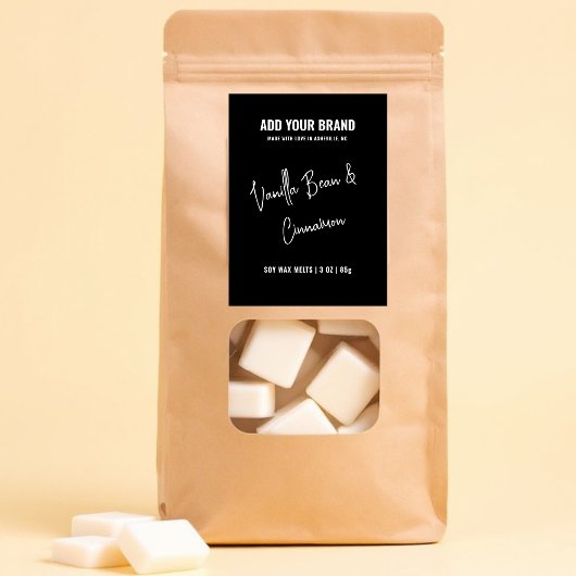 Zwart Wit Wax Melt Minimalistisch Modern 3x2" Labe Voedselcontainer Etiket