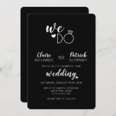 Zwart & Wit We Do Typografie Trouw Uitnodiging (Voorkant / Achterkant)