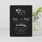Zwart & Wit We Do Typografie Trouw Uitnodiging (Staand voorkant)