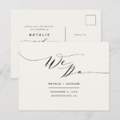 Zwart + wit we doen elegante bruiloft briefkaart (Voorkant / Achterkant)