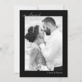 Zwart-wit We Eloped Elegant Modern Bruiloft Aankondiging (Voorkant)