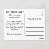 Zwart-wit We verplaatsen adresbekendmaking Briefkaart (Achterkant)