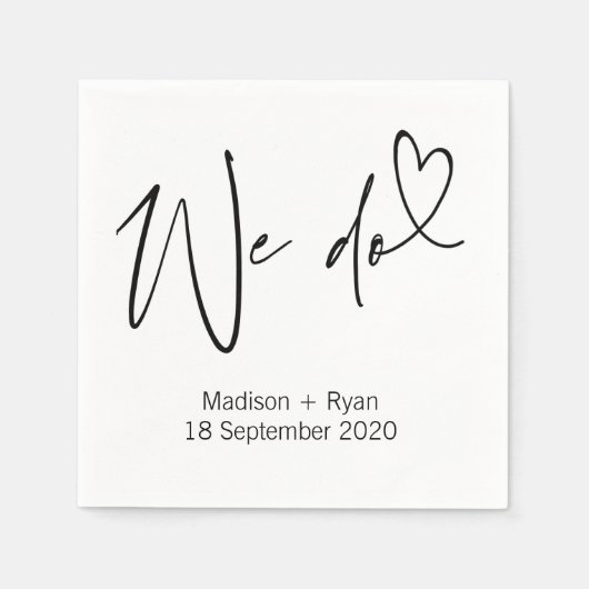 Zwart-wit: we wedden met Cocktail Napkins Set Servet (Voorkant)