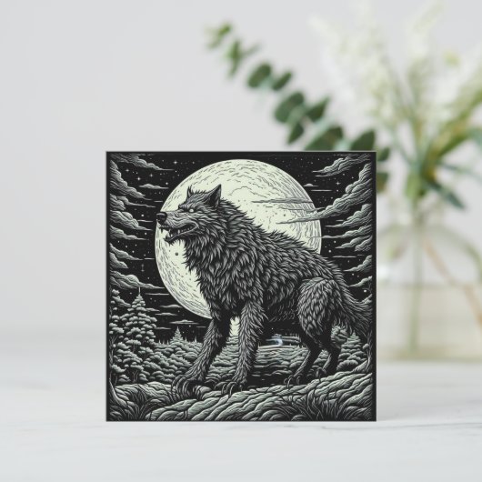 Zwart-wit  Weerwolf Ai Art (Staand voorkant)