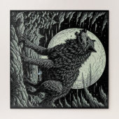 Zwart-wit Weerwolf Ai Art Legpuzzel (Horizontaal)