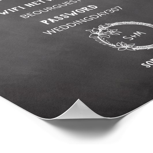 Zwart Wit Wees Onze Gast WiFi Trouw Teken Poster (Hoek)