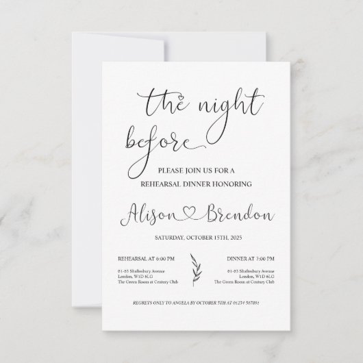 Zwart Wit Welkom bij de Nacht Vooraf Kaart (Voorkant)