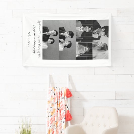 Zwart & Wit Welkom bij onze bruiloft minimalist Spandoek (Insitu)