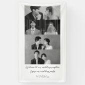 Zwart & Wit Welkom bij onze bruiloft minimalist Spandoek (Verticaal)