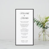 Zwart-wit welkom en Bedankt Classic Wedding (Staand voorkant)