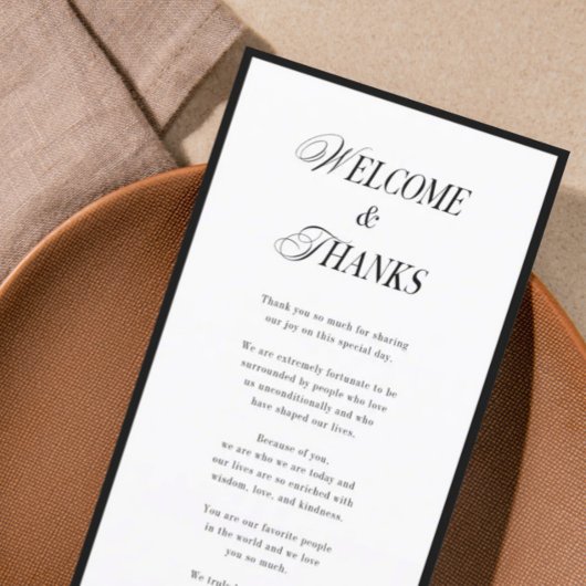 Zwart-wit welkom en Bedankt Classic Wedding