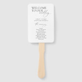 Zwart & Wit Welkom Huwelijksprogramma Hand Fan Handwaaier (Voorkant)