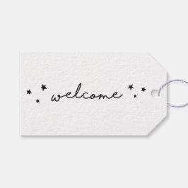 Zwart-wit welkom kalligrafie. Modern eenvoudig Cadeaulabel