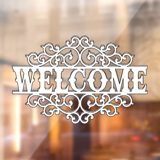 Zwart-wit welkomstdeur raamsticker (Vel 2)