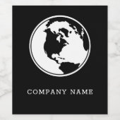 Zwart-wit Wereldbol Wijn Etiket (Enkel label)