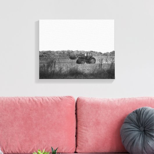 Zwart-wit werken in Cornfield 11x14 Canvas Afdruk (Insitu (Woonkamer))