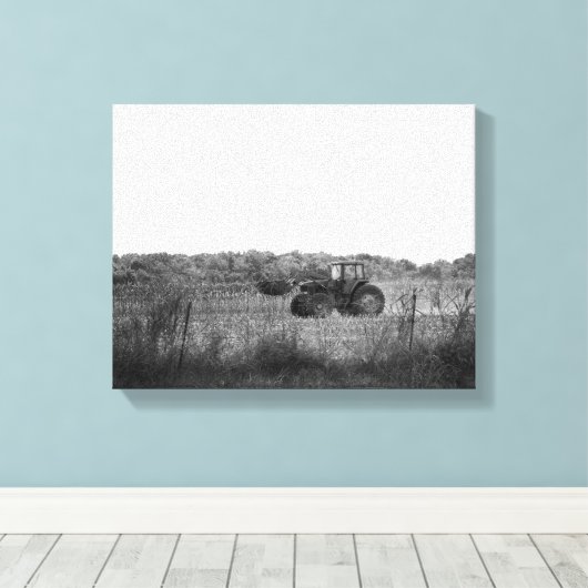 Zwart-wit werken in Cornfield 11x14 Canvas Afdruk (Insitu (Houten vloer))