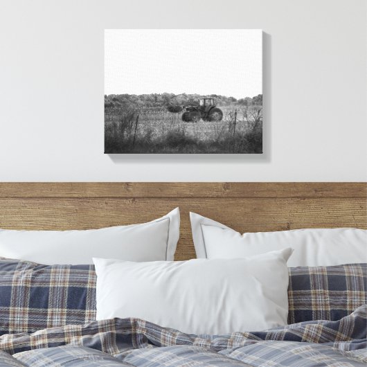 Zwart-wit werken in Cornfield 11x14 Canvas Afdruk (Insitu (Slaapkamer))
