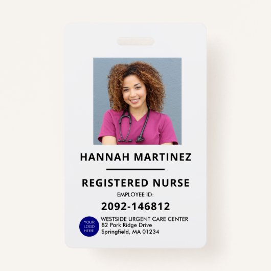 Zwart-wit werknemer Foto ID Ziekenhuis Badge (Voorkant)