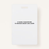 Zwart-wit werknemer Foto ID Ziekenhuis Badge (Achterkant)