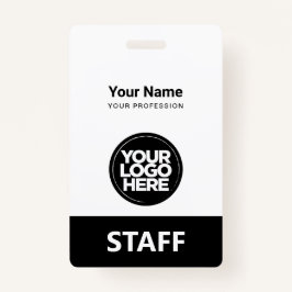 Zwart Wit Werknemersnaam Business Logo QR Code Badge