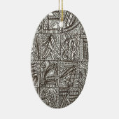 Zwart-wit werkstation - Abstracte inkttekening Keramisch Ornament (Rechts)