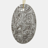 Zwart-wit werkstation - Abstracte inkttekening Keramisch Ornament (Links)