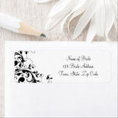 Zwart wit werveling bruiloft retour adres label (Insitu)