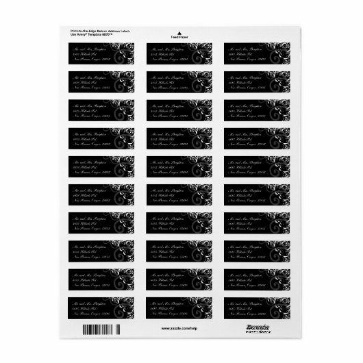 Zwart-wit werveling retouradres Label (Full Sheet)
