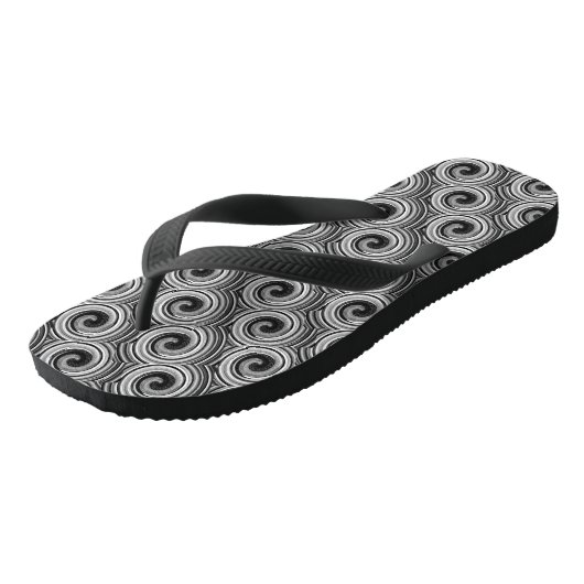 Zwart-wit wervelingen zijn hedendaags monochroom teenslippers (Schuin)