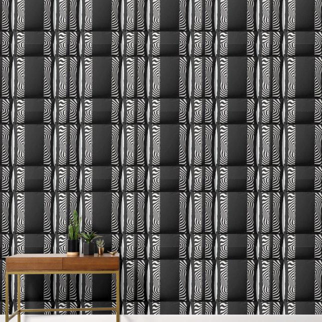 Zwart-wit wervelkolk Cushy Behang (Hal)