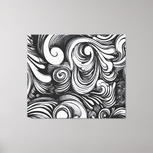 Zwart-wit wervelpatroon canvas afdruk